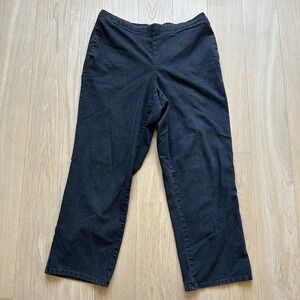 Alfred Dunner Elastic Waist Pants 16 Grey Straight Leg Stretchy Plus Size‎
